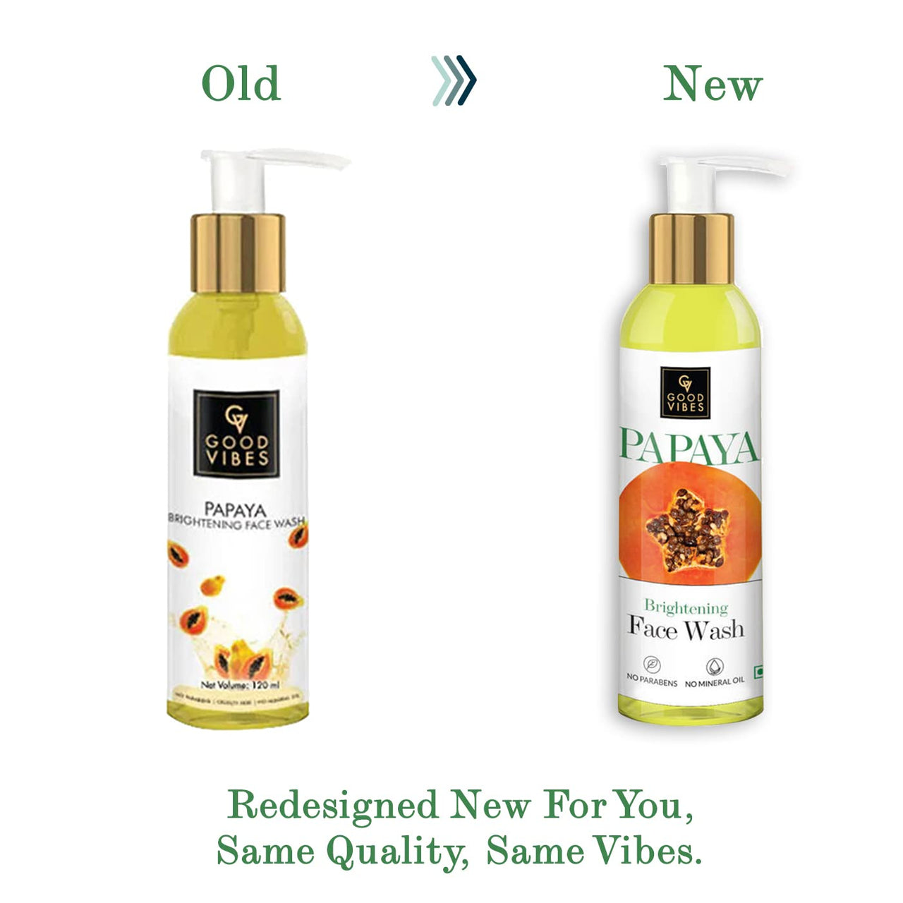 Good Vibes Papaya Brightening Face Wash 120 ml - Radiant Glowing Moisturizing Brightening Anti Ageing Pore Cleansing Formula for All Skin Types, Natural, No Parabens & Mineral Oil, No Animal Testing
