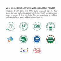 INDUS VALLEY Bio Organic 100% Natural Activated Charcoal Powder Ideal for Skin Removes Dead Skin, Impurities, Detoxifies Skin - (200g+50g)