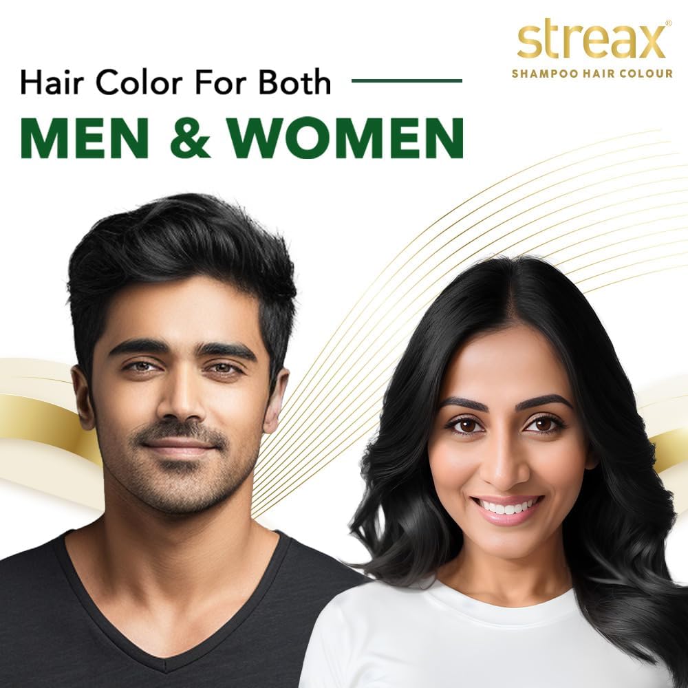 Streax Insta Shampoo Squeeze Pack Hair Colour for Women & Men, Natural Black 1 , 200ml|Hair Colour Black|100% grey coverage |Long Lasting Hair Color, easy to use| Ammonia Free Hair Color, No Paraben & Sulphate