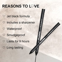 FLiCKA Kohl As Coal Kajal Pencil | Intense Black Waterproof Eyeliner | 24HR Long-Lasting Smudge-Proof Matte Finish | Eye Pencil for Women | 1.2g