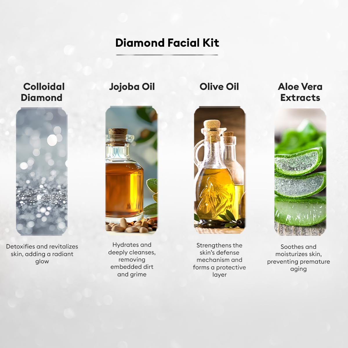 VLCC Diamond Facial Kit - 60g with FREE Vitamin C Serum - 15ml for Skin Purification & Skin Hydration | With Colloidal Diamond, Jojoba Oil, Vitamin C, and Ferulic Acid