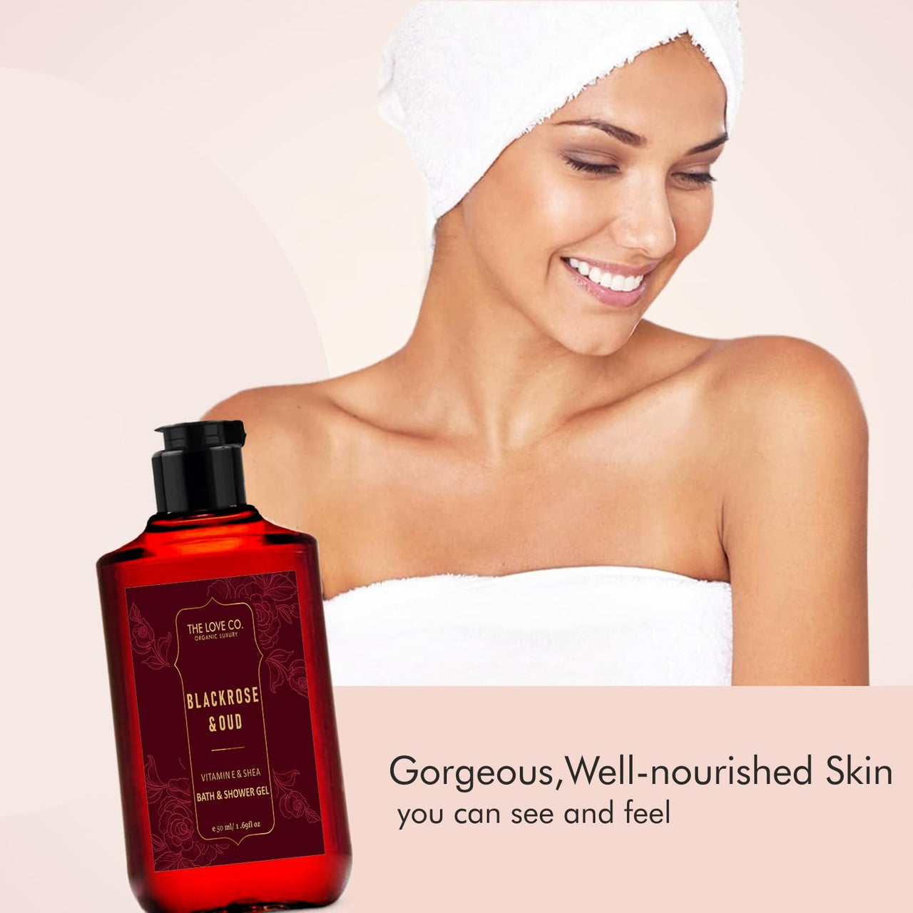 THE LOVE CO. Black Rose & Oud Body Wash 50Ml - Luxury Body Wash for Women - Organic & Vegan - Shower Gel Women - 100% Vegan - Luxury Beauty - Body Skin Care Products