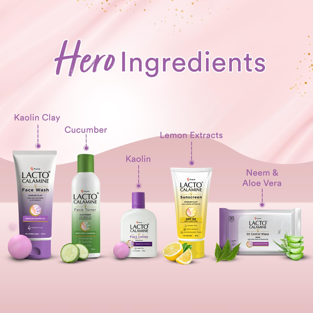 Lacto Calamine Premium Face Care Kit for Women | Face Wash, Sunscreen, Wet Wipes, Toner, Face Lotion | Pack of 5 signature products | Diwali Gifts for Family and Friends