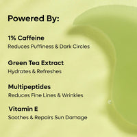 mCaffeine Green Tea Hydrogel Under Eye Patches for Dark Circle, Fine Lines & Wrinkles Reduction | Cooling Under Eye Patch Mask for Instant De-Puffing | 30 Pairs
