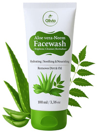 Glivia Aloe Vera & Neem Face Wash – Hydrating, Soothing & Purifying Cleanser for Acne & Oily Skin, Gentle Herbal Face Wash, 100 ML