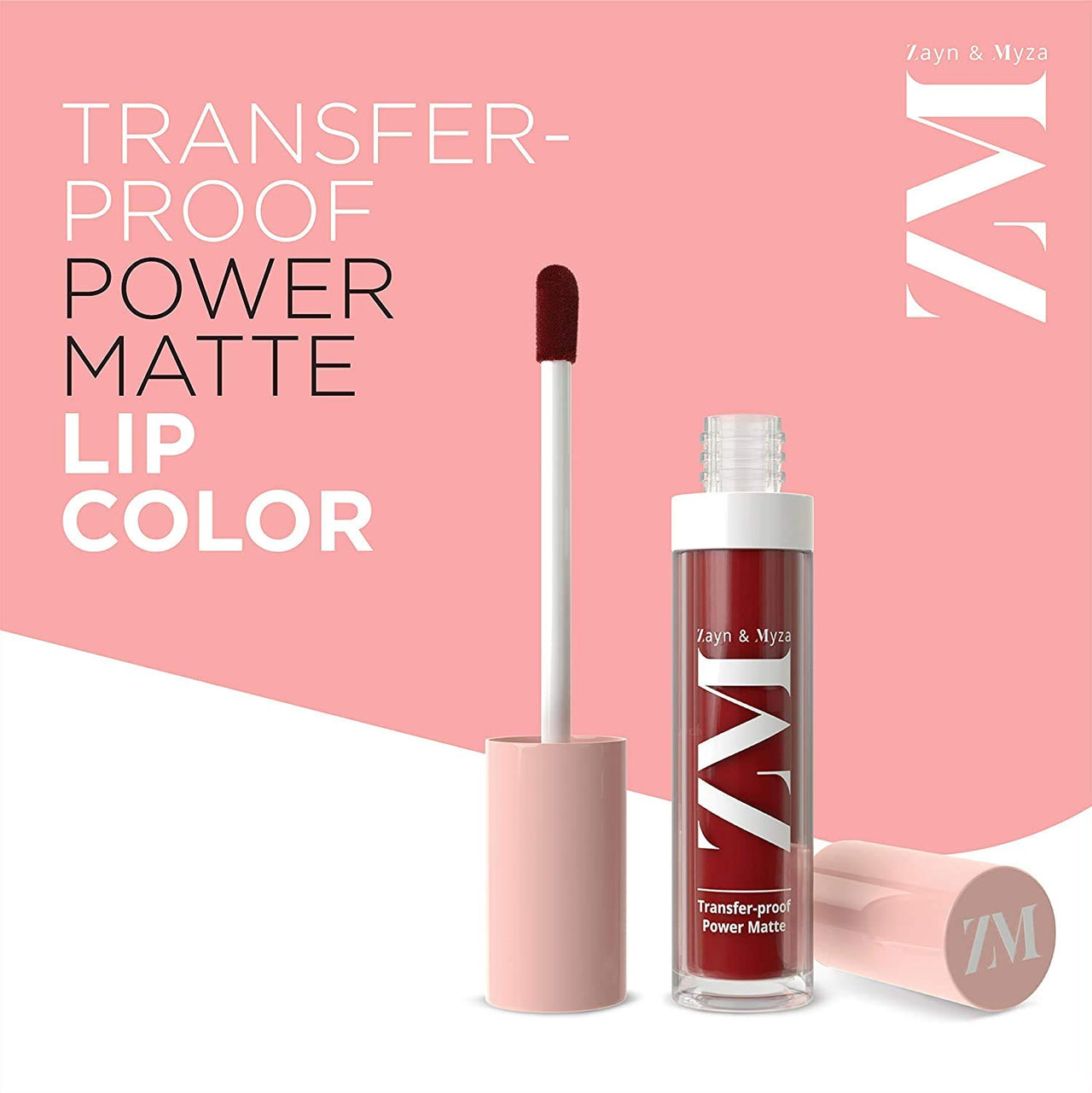ZM Zayn & Myza Transfer-Proof Power Matte Finish Lip Colour I Smudge Proof & Water Resistant I Light Weight & Extremely Smooth Formula I Vegan - Red, 6 ml