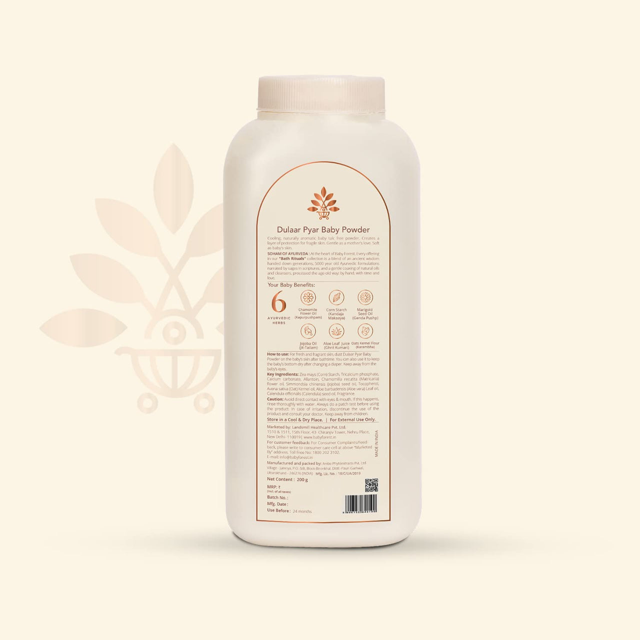 Baby Forest Dulaar Pyar Baby Powder | Talc-Free Baby Powder (200g) with Komal Kawach Diaper Rash Cream (100g)