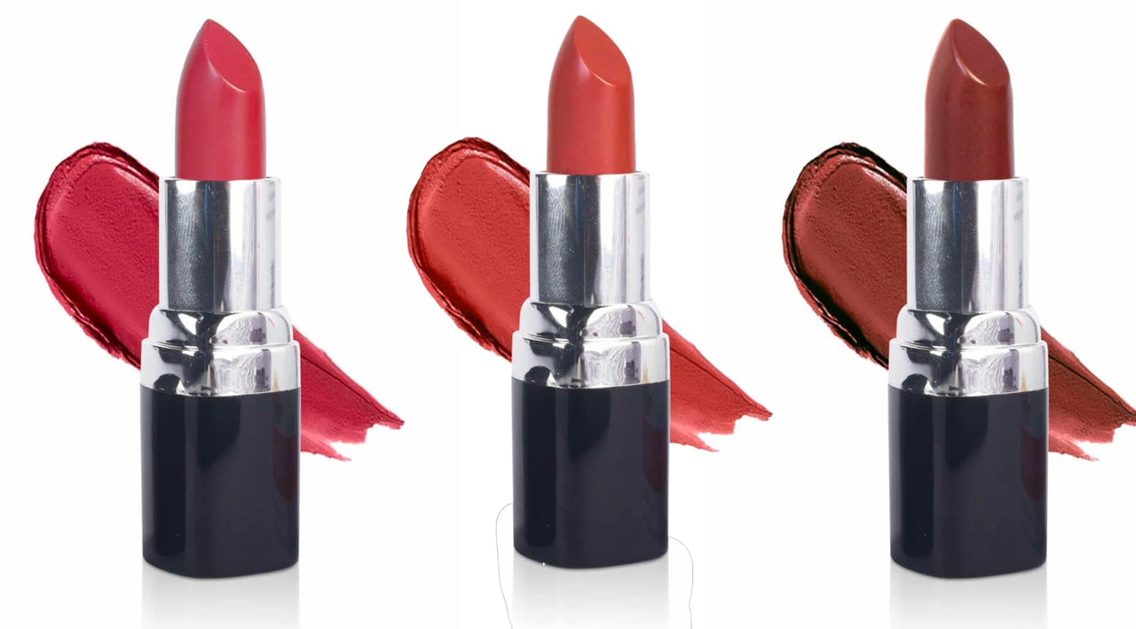 Barva Natural & Moisturising Lipsticks made using Pure Ghee, Kokum butter and Mineral Colours, 4.3g (Burgundy + Fuchsia + Rose Damask)