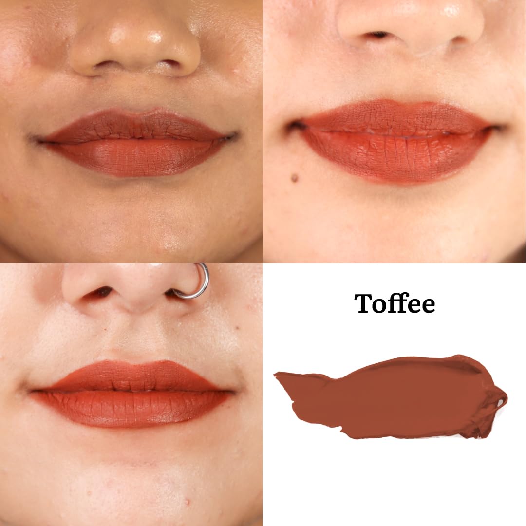 Tint Cosmetics 2.5ml Matte Finish Toffee Liquid Lip Stain, Waterproof, Transfer Proof, Non-Sticky, Non Drying, Light Weight, Long Lasting & Hydrating For Girls & Women