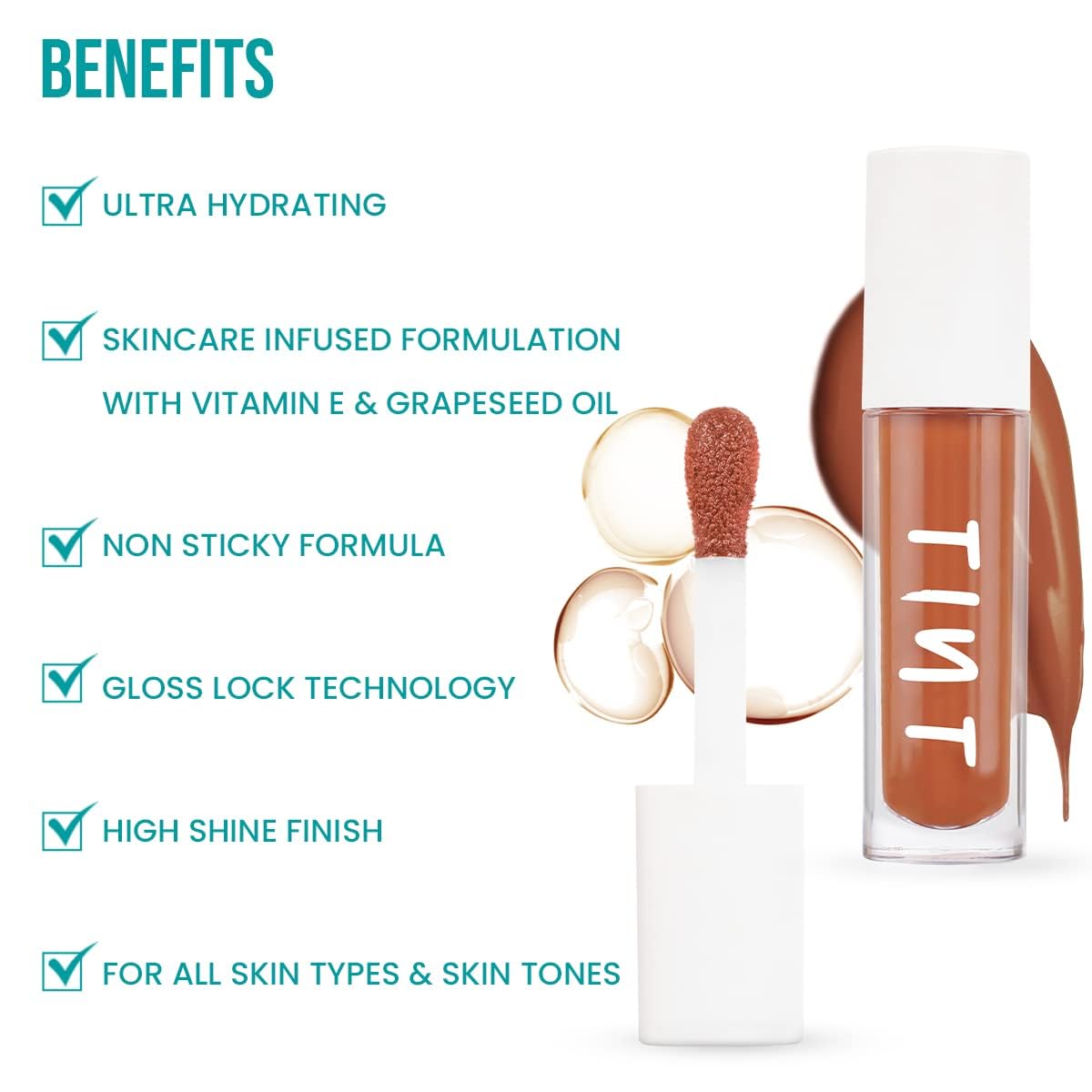Tint Cosmetics Set of 2 Hydrating Lipgloss For All Skin Types, Light Weight, Long Lasting, Non Sticky, High Shine & Soft Liquid Natural Lip Gloss For Girl & Women (Minx, 5ml & Mocha, 10ml)