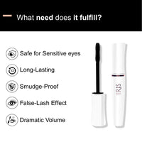 IRIS - Volumizing Mascara (12 Hrs Hold) | Lash Growth Formula - Dermatologically & Ophthamologically Tested | Smudgeproof and LightWeight | Black 12 ml