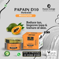 Passion Indulge Natural Papain D10 Cleanser 100ml & Papain D10 HydraGel Moisturizer 50gm Combo Pack For Reduces Tan