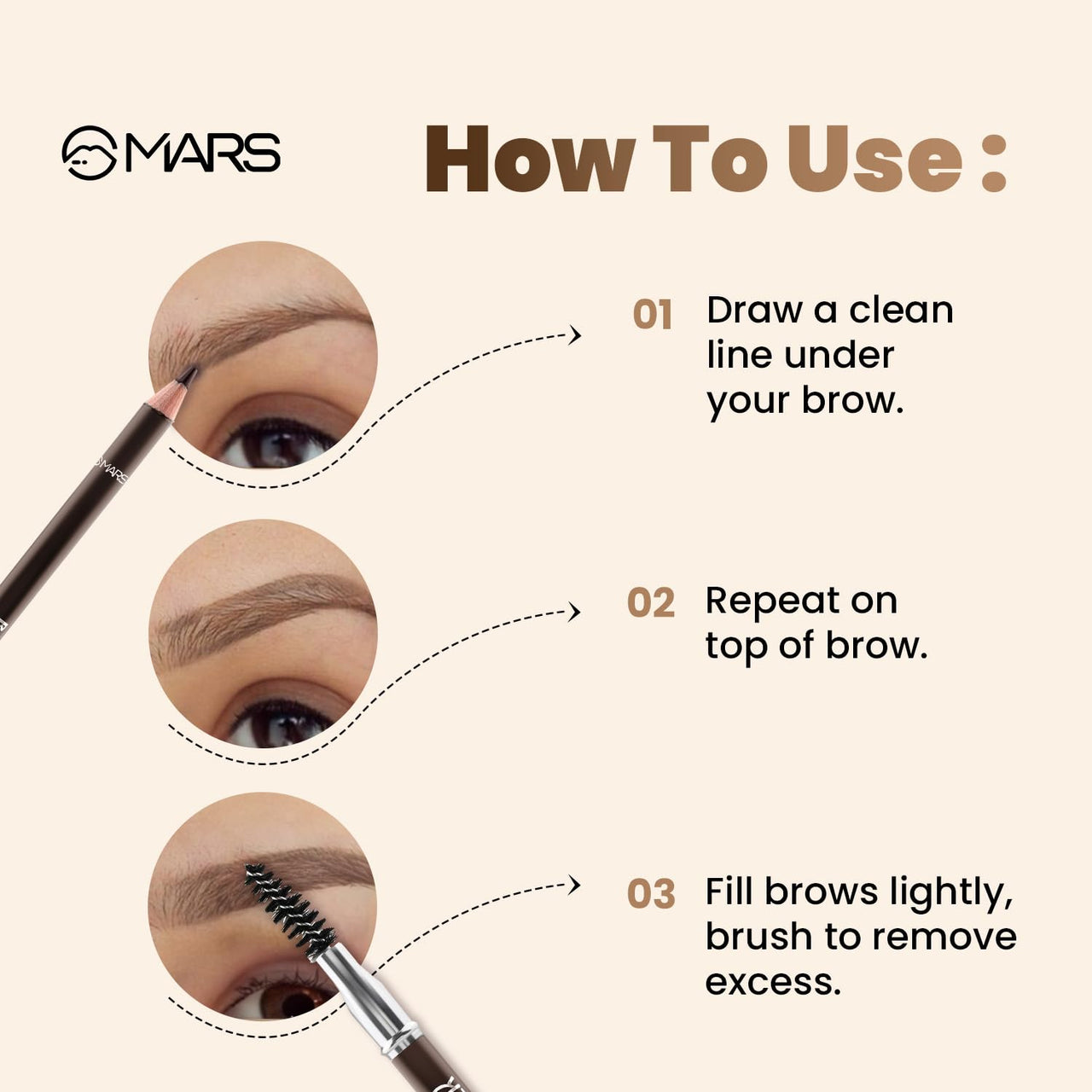 MARS Brow Pencil, Matte Liner Black, Brown