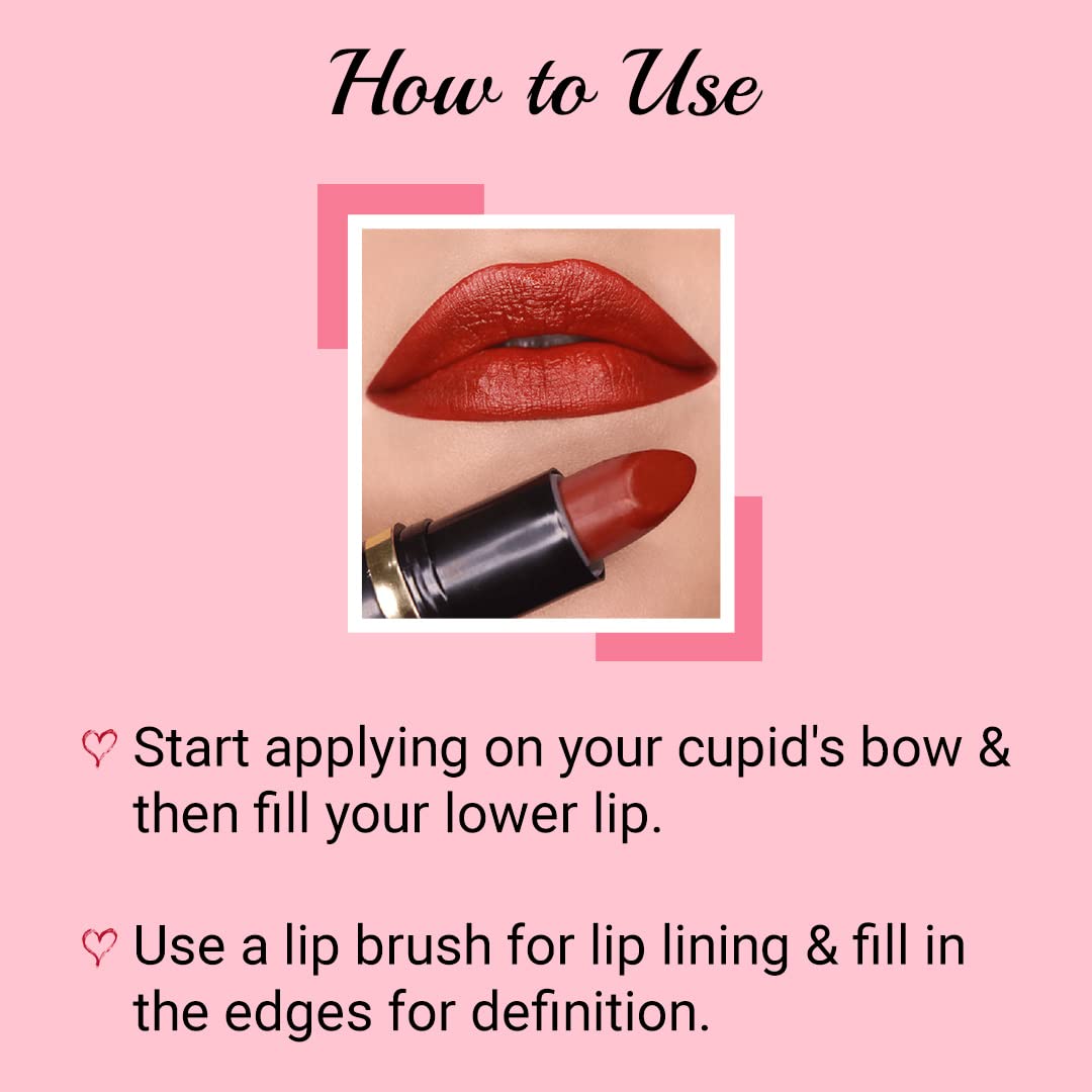 Iba Pure Lips Moisture Rich Lipstick for Women- A60 Cherry Red, 4g | High Glossy, Creamy Finish & Smooth Texture| Hydrated Lips | Enriched with Vitamin E, Coconut Oil & Shea Butter | Intense Colour & Highly Pigmented | Lip Makeup