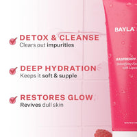 Raspberry Face Wash by Bayla Skin - Deep Cleanse & Hydrate with Hyaluronic Acid, Liquorice Extract, Suitable for All Skin Types, 100ml