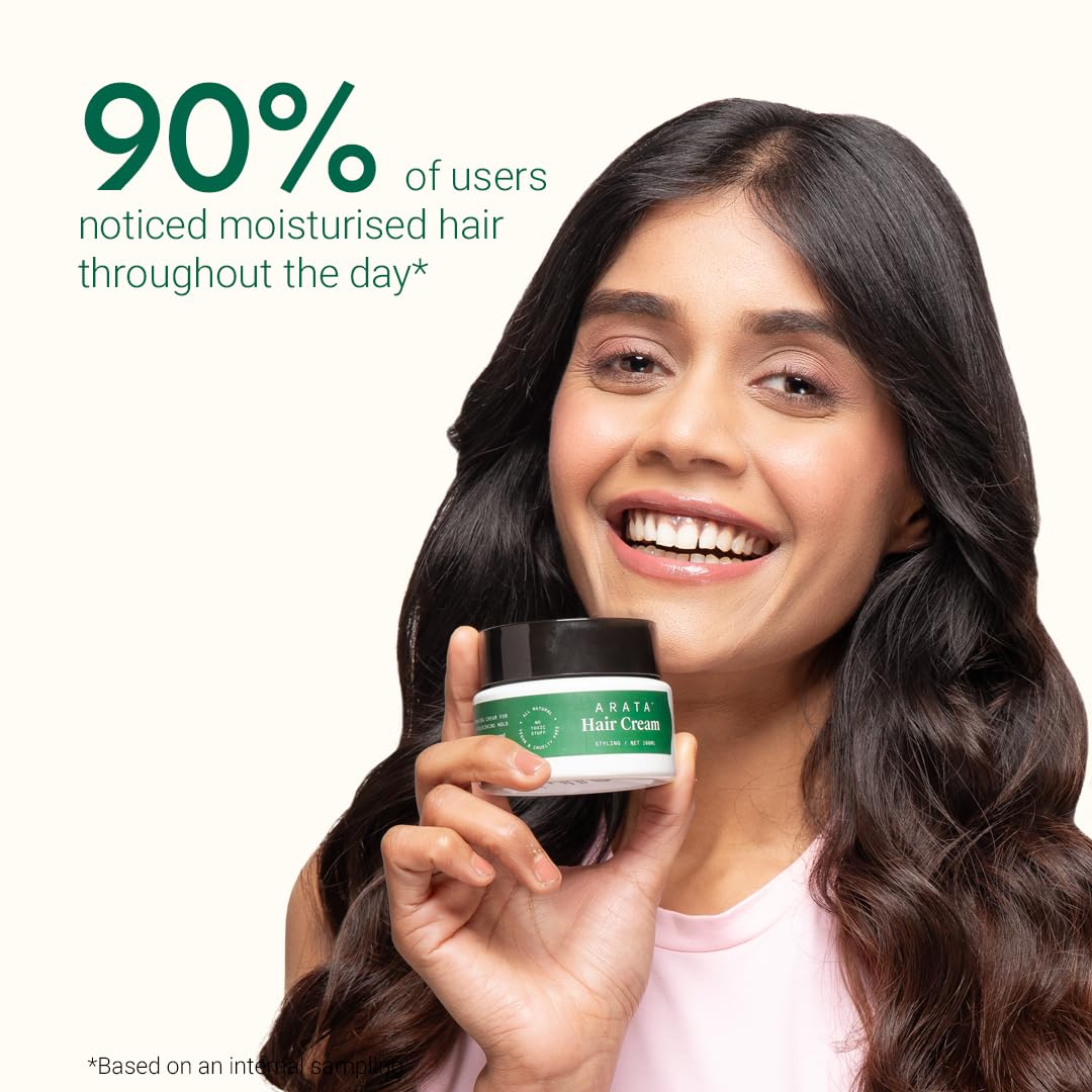 Arata Styling Hair Cream (100 GM) | For All Hair Types | Boosts Moisture | Reduces Frizz & Tames Flyaways | Adds Soft Hold and Control