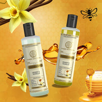 Khadi Natural Honey & Vanilla Hair Cleanser & Conditioner | Revitalizes Scalp, Boosts Hair Growth, Adds Shine | For All Hair Types - (210ml x 2)