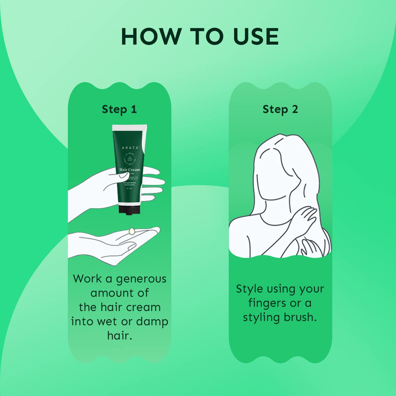 Arata Styling Hair Cream | For All Hair Types |Reduces Frizz & Tames Flyaways | Adds Soft Hold and Control to Short Hair | No Sulphate,Paraben,Silicone | 50ml
