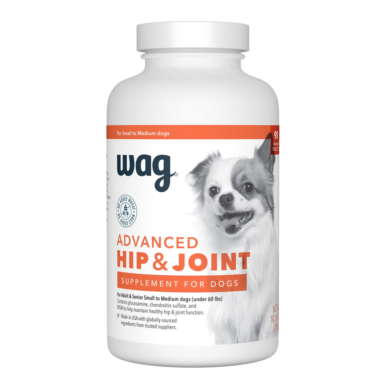 Wag Hip & Joint Advanced Chewable Tablets for Small/Medium Dogs, 90 Count Small/Medium Dog 90 Count (Pack of 1)