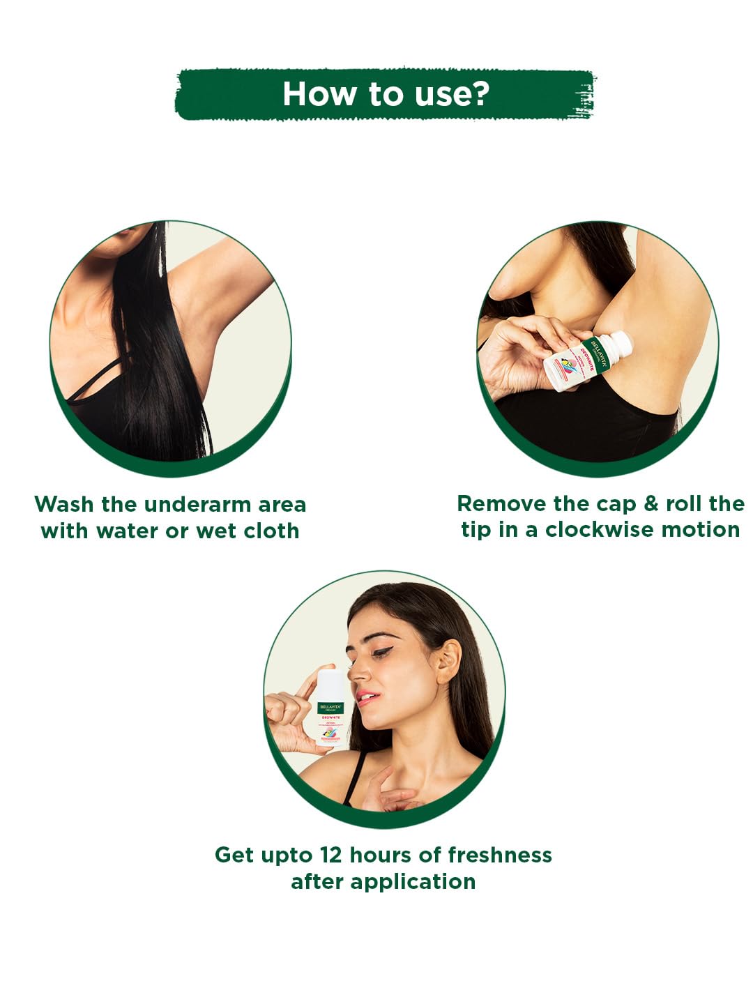 Bella Vita Organic Deo White Deodorant For Women Long Lasting, 50 Ml Roll On Natural Under Arms Skin Whitening & Lightening For Ladies, Aluminium Free, Pack of 2