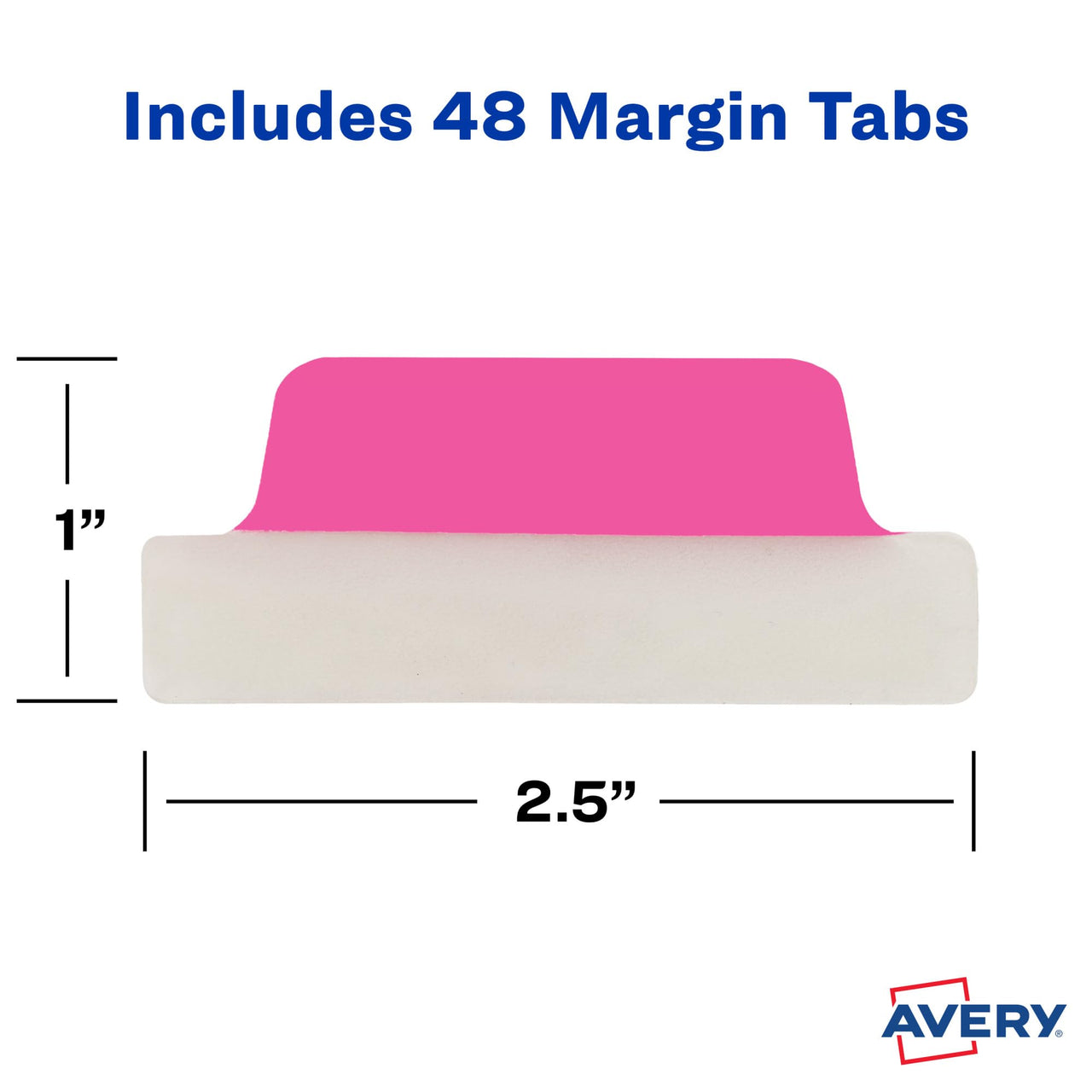 Avery Margin Ultra Tabs, 2.5" x 1", 2-Side Writable, Assorted Neon Colors, 48 Repositionable Page Tabs (74865) 48 tabs