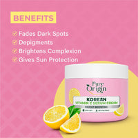 Pure Origin Korean Vitamin C Bright Boosting Serum Cream & Bright Boosting Body Lotion Combo | For Brighter, Glowing Skin and moisturized skin | For women and men | 350g