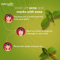 Everyuth Naturals Anti Acne, Anti Marks Tulsi Turmeric Face Wash|Gentle Exfoliation & Blemish Control|Paraben free|For Oily, Dry, Normal, Combination & Sensitive Skin|100% Soap Free - 150 g