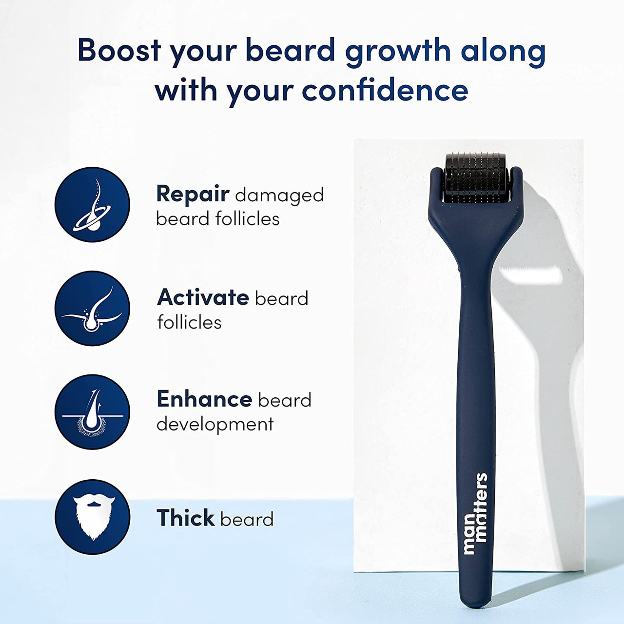 Man Matters Advance Derma Roller with Disinfectant | For Scalp & Beard | 540 Micro 0.5mm Titanium Alloy Needles | Reduces Hair Fall, Stimulates Hair Follicles | Safe & Effective