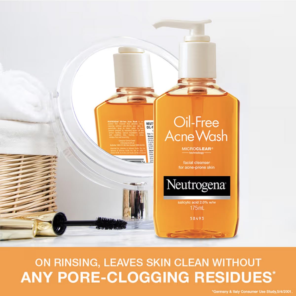 Neutrogena Oil Free Acne Wash | Deep Cleansing Face Wash with Salicylic Acid | Hydrating, Alcohol Free, Non Comedogenic & Dermatologically Tested | For Oily Acne Prone Skin | 175ml