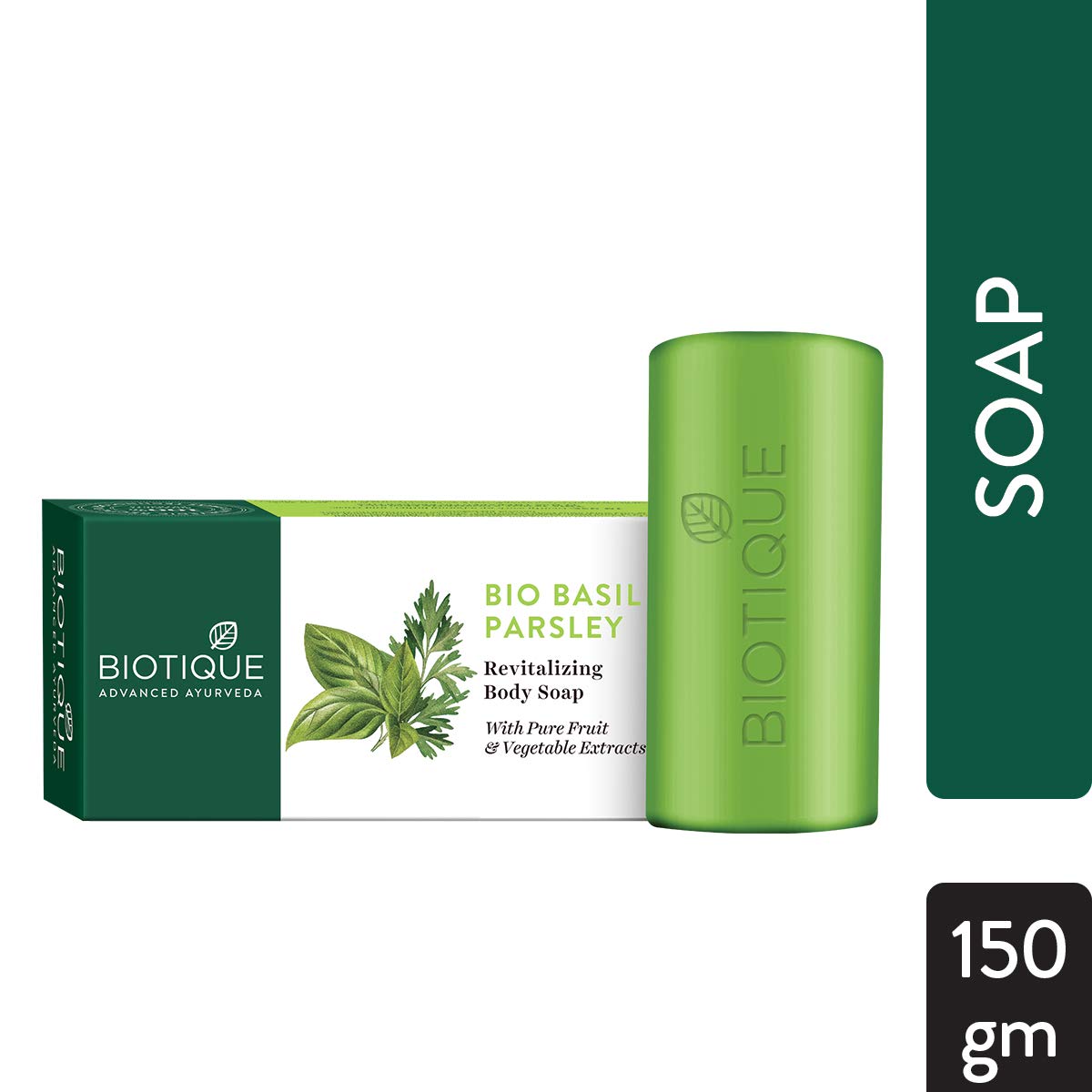 Biotique Bio Kelp Protein Shampoo for Falling Hair Intensive Hair Regrowth Treatment, 340ml & Biotique Basil And Parsley Revitalizing Body Soap, 150g