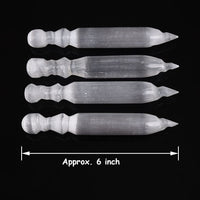 JIC Gem 4 Pcs Selenite Wand 6 Inch Natural Spiral Selenite Sticks Crystal Point for Reiki, Healing, Meditation, Chakra, Positive Energy B-spiral4 Wand 6