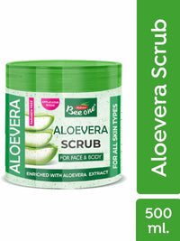 BEE ONE Aloevera Scrub For Face & Body 500ml | Deeply Nourishes & Removes Impurities For Glowing Skin | Perfect For Blackhead Removal | Enriched With Aloevera | 500ml Value Pack |
