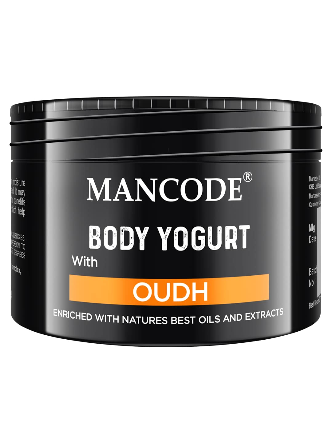 Mancode Oudh Body Yogurt Body Cream - 100gm for Men | Dry Dull Rough Skin Quick Absorbing | Instant Moisturization | Knees, Elbows, Neck, Underarms, Back, Ankles, Knuckles| Gentle Exfoliant