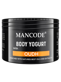 Mancode Oudh Body Yogurt Body Cream - 100gm for Men | Dry Dull Rough Skin Quick Absorbing | Instant Moisturization | Knees, Elbows, Neck, Underarms, Back, Ankles, Knuckles| Gentle Exfoliant