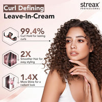 Streax Professional Curl Defining Cream, 150 gm-Leave In Curl Cream for culry hair-Moisturizes, Enhances Natural Curl Definition & Provides Medium Hold to Dry Frizzy, Wavy & Curly Hair