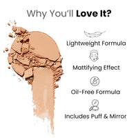 FLiCKA Tomato Compact Powder For Oil-Free, Matte Finish, Lightweight, Lasts up-to 8hrs | Enriched with SPF, Suitable For All Skin Types| 03 Caramel, 9g