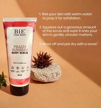 BiE Peach Sunrise Body Scrub | Gentle Exfoliator | Infused with Squalane | Glycerin | Peach Extracts | 200ml