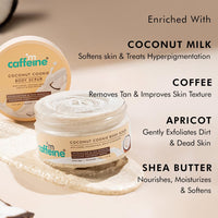 mCaffeine Coconut Cookie Body Scrub for Exfoliation & Tan Removal With Coffee, Milk, Apricot & Shea Butter | Reduce Skin Darkness | Calming Aroma | Glowing Skin for Men & Women - 175g