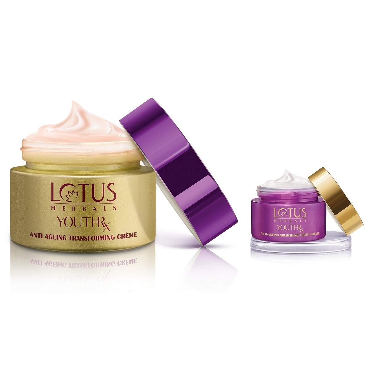 Lotus Herbals Youthrx Anti Agening Transforming Crème 50g With Nourishing Night Crème 10g, 50 g