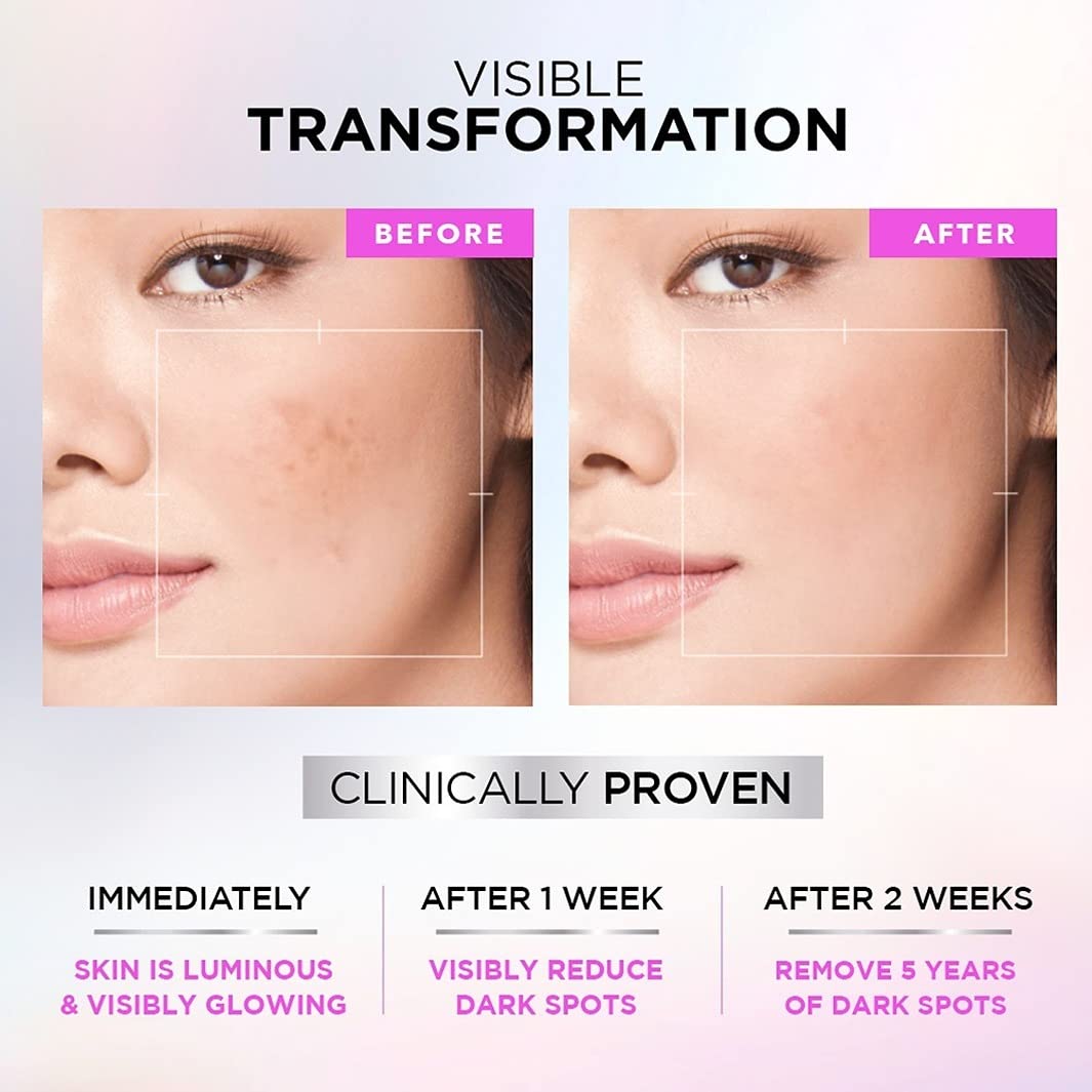 L'OREAL PARIS Glycolic Bright Skin Brightening Serum, 15ml 1% Glycolic Acid For Dark Spots, Pigmentation & Uneven Skin Tone & Glycolic Bright Glowing Night Cream, 15ml For All Skin Type (Pack Of 2)