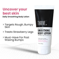 ThriveCo Smoothing Body Lotion for Dry, Rough & Bumpy skin | With AHA, Mahua Oil & Urea | Moisturizes, Hydrates & Treats Keratosis Pilaris,Strawberry Skin in Men & Women | 150 ml