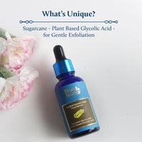 Blue Nectar AHA Exfoliator for Face with Plant Based Glycolic Acid from Sugarcane for Deep Exfoliation | AHA Peeling Solution Exfoliating Face Serum for Blackheads & Tan Removal |10 Min Facial Exfoliation (14 Herbs,30ml)