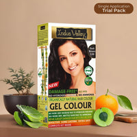 INDUS VALLEY Damage Free Natural Gel Hair Colour for Women | Ammonia & PPD Free Organic Hair Colour with 100% Grey Coverage, Long Lasting Hair Color Trial Pack | Dark Brown (Pack of 2)