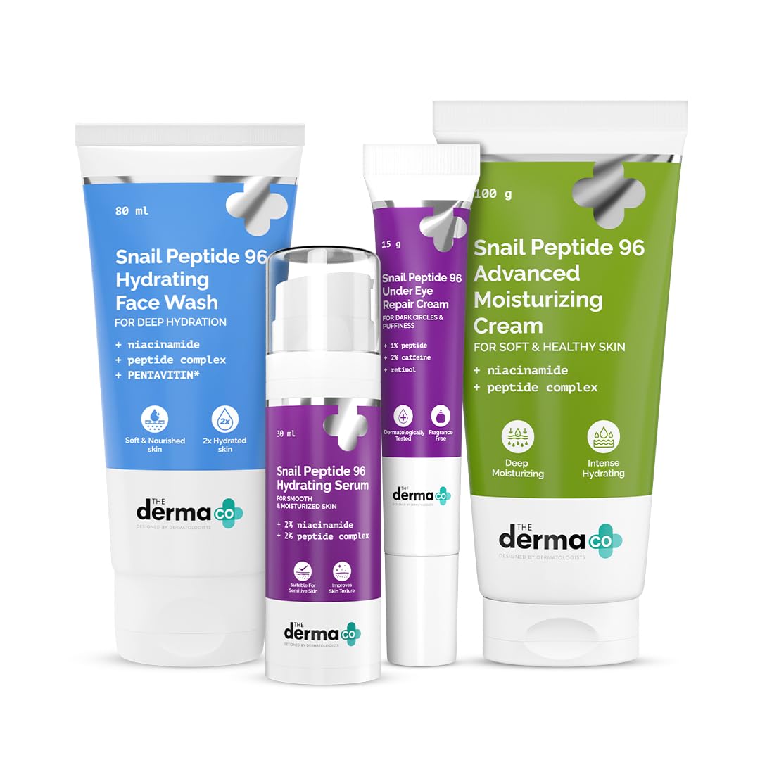 The Derma Co. Snail Peptide 96 Daily Skincare Combo | Snail Mucin, Niacinamide, Peptide Complex | Intense Hydration | Improves Skin Texture | 24 hrs Moisturization
