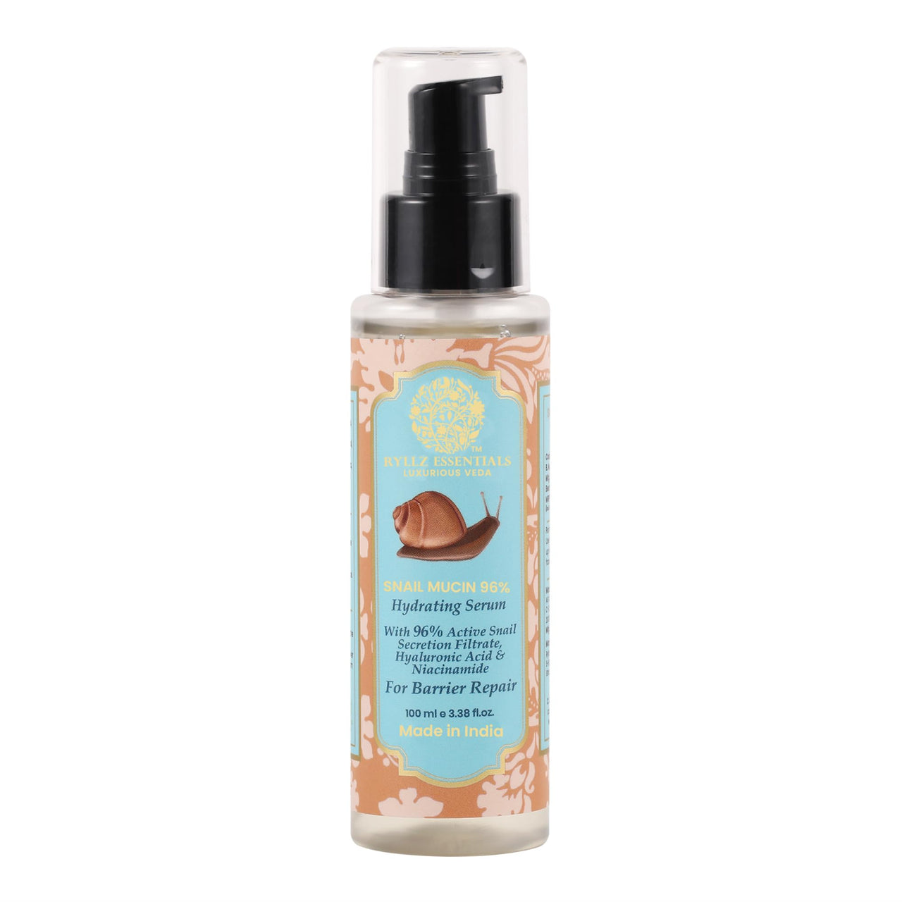 RYLLZ ESSENTIALS Snail Mucin 96% Power Repairing Essence | Face Serum | with 96% Snail Secretion Filtrate, 5% Niacinamide, Hyaluronic Acid & Betaine | for Intense Hydration, Barrier Repair, Glowing Skin, Blemishes, Anti Aging, Skin Firming, Wrinkles & Spo