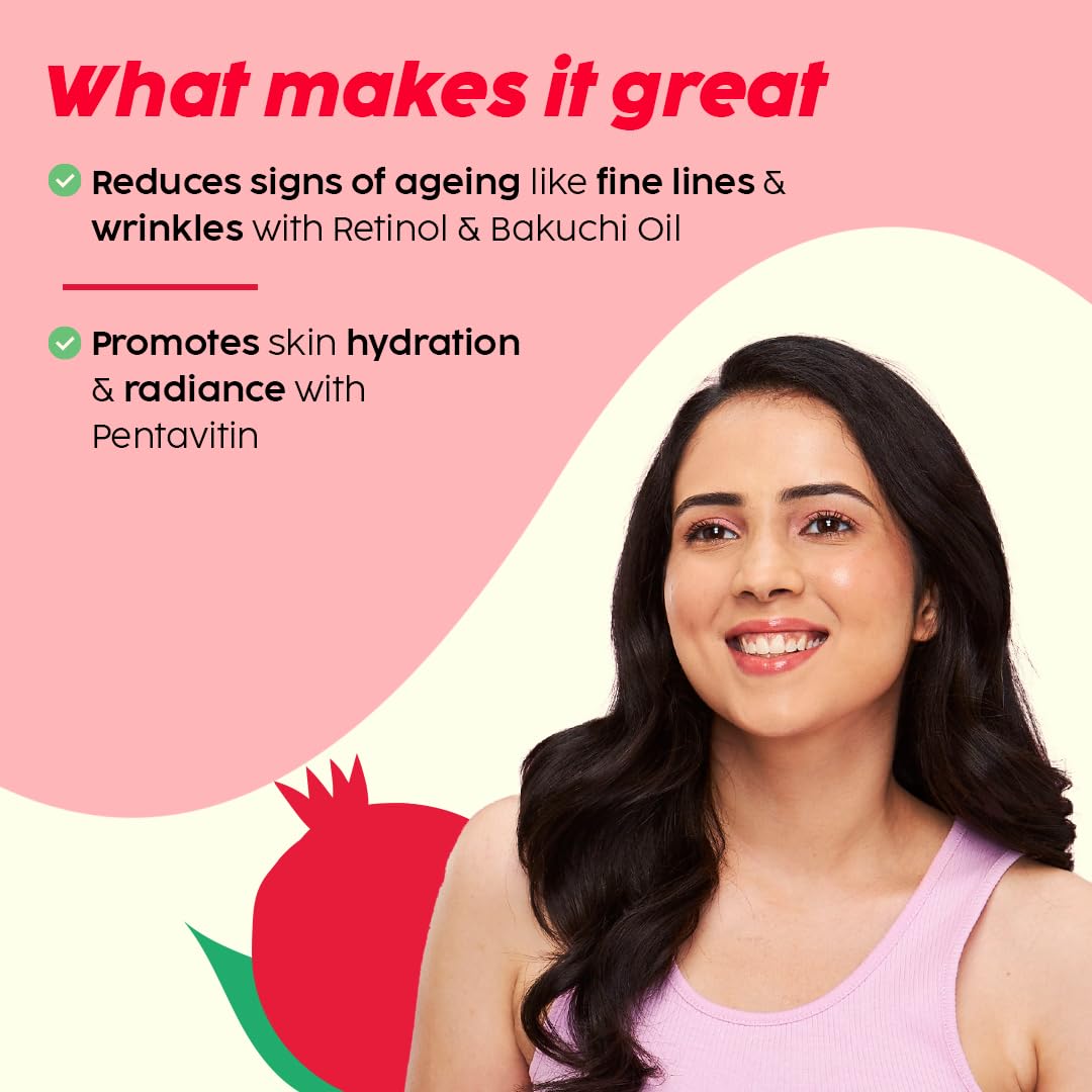 The Plant Fix Plix Pomegranate 1.20% Retinol & 1% Bakuchi Oil Anti Ageing Night Cream | Reduces Fine Line & Wrinkles | For Men & Women | 50 G