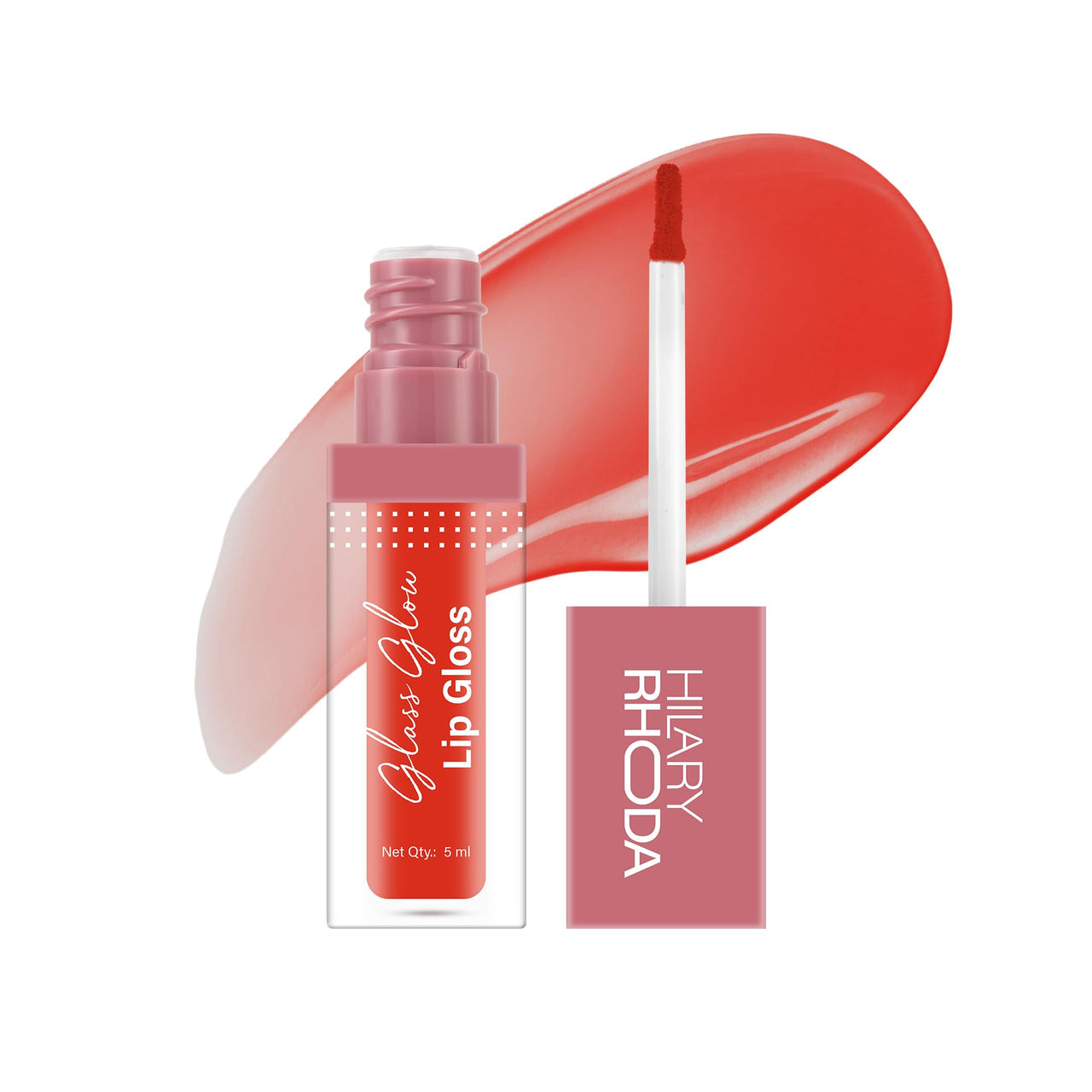 Hilary Rhoda Glass Glow Lip Gloss | Nourishing & Hydrating Lip Gloss | Sheer Coverage | High Shine | Juicy & Plump Lips | Glides on Smoothly | 5ml (Raspberry Rush - Shade 06)