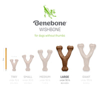 Benebone 2-Pack Fishbone/Wishbone Durable Dog Chew Toys, Real Fish, Real Bacon, Made in USA, Large