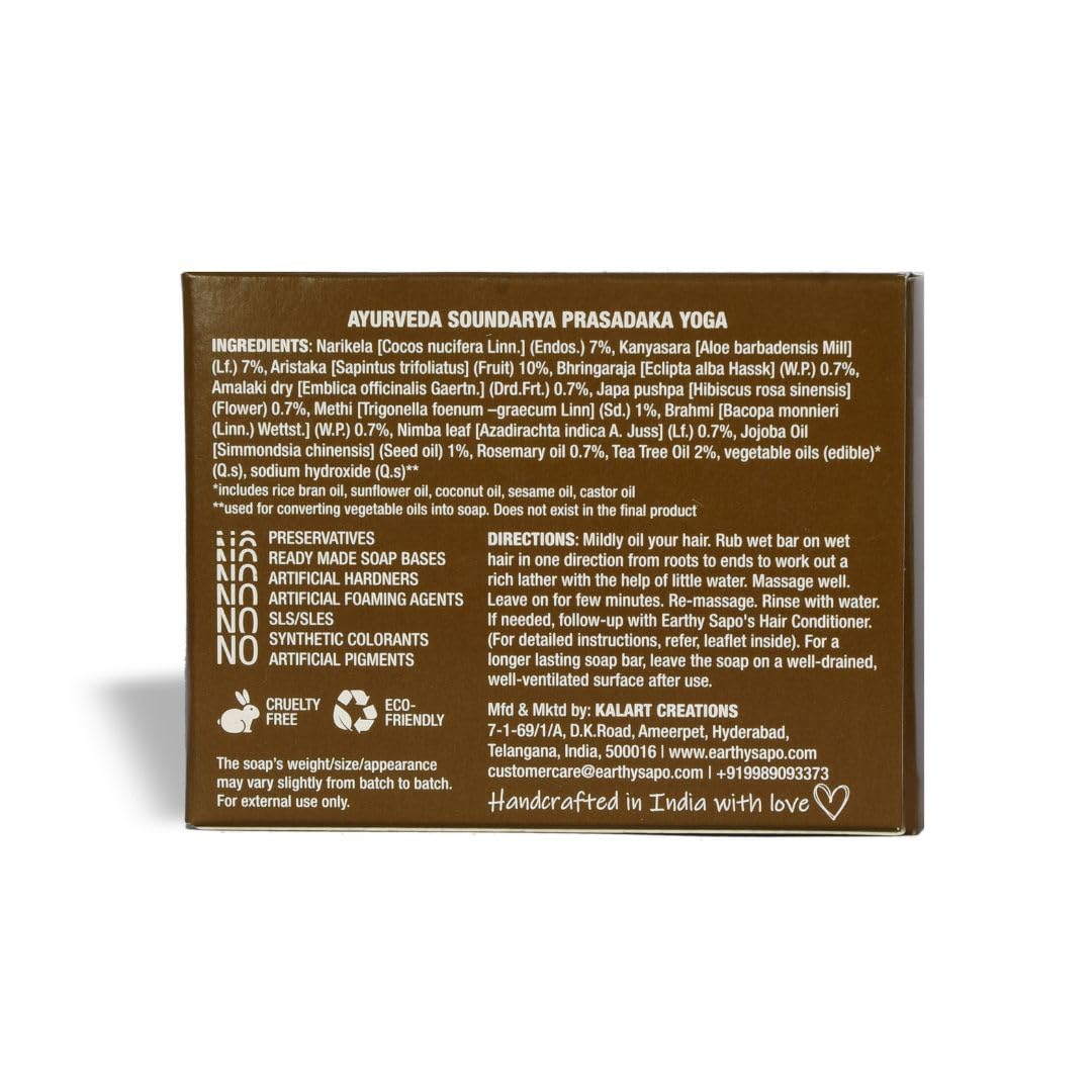 Earthy Sapo Reetha Shampoo Bar for Dry Hair (100g, Pack of 2) | Handmade Ayurvedic Hair Care | Vegan, Chemical-Free, Eco-Friendly | Reetha & Coconut Milk for Nourished Hair