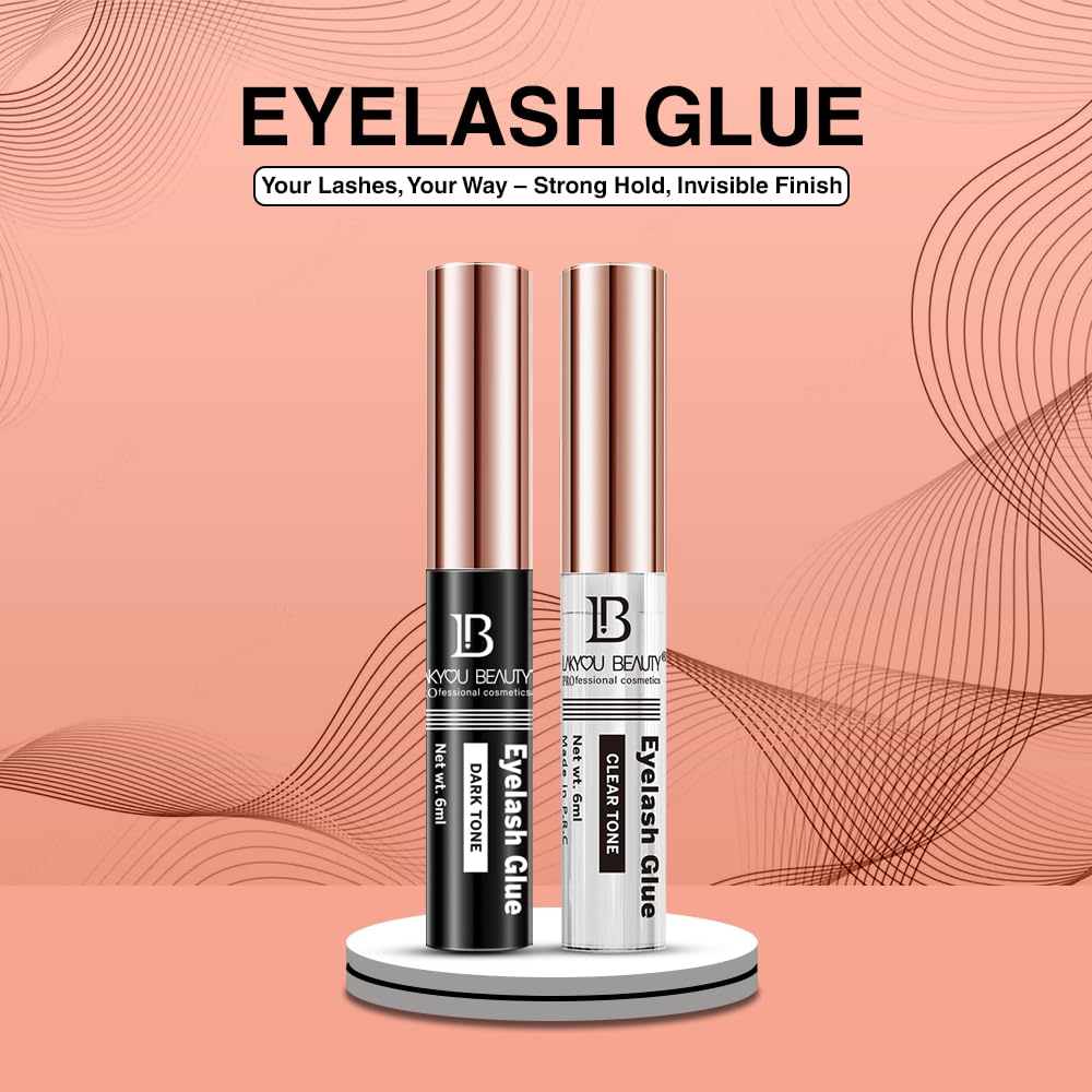 Lakyou Beauty Waterproof Eyelash Glue Clear Tone | Long-Lasting, Strong Hold | 6ml | Ideal for False Lashes